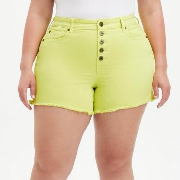 NWT torrid 5 Inch Vintage Stretch High-Rise Short Sunny lime Yellow Plus Size 20 - Picture 1 of 16